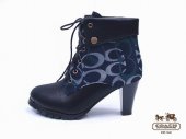 Coach Ankle Boots 4113-Cyan Leather and Blue Cloth with High Hee