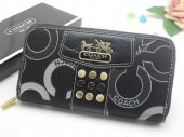 Madison Wallets 2088-Gold Coach Brand and Buttons with Black Lea