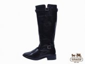 Coach Boots 4262-All Dark Black Leather with Small Opening