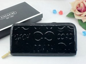 Coach Wallets 2618-All Dark Black Leather with Inlaid "C" Logo