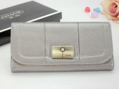 Coach Wallets 2801-All Grey Leather with Metal Button
