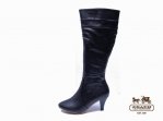 Coach Boots 4224-All Black Leather and High Heels