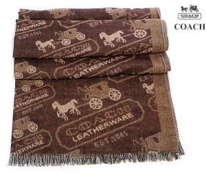 Coach Scarf 4010-Brown Cotton and Coach Brand