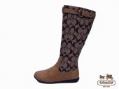 Coach Boots 4237-Sandy Cloth and Chocolate C Logo with Brown Bel