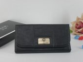 Coach Wallets 2727-All Black Leather and Metal Button
