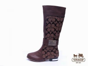Coach Boots 4211-Gold Coach Brand and Chestnut with Chocolate Le