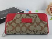 Poppy Wallets 2303-Sandy Cloth and Red Leather with C Logo