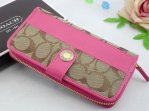 Poppy Wallets 2232-Sandy Cloth and Pink Leather Button with Meta