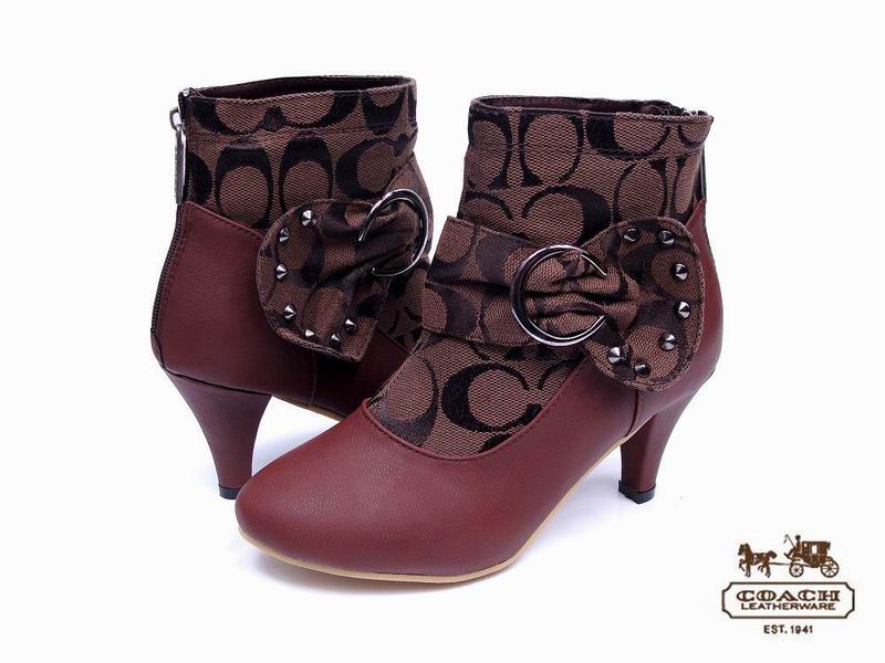 Coach Ankle Boots 4119-Chestnut Bowknot and Brown Leather with S