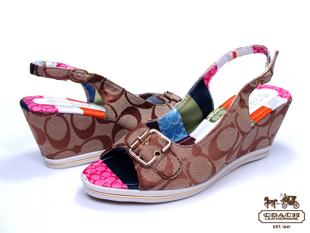 Coach Wedges 4933-Colorful and Sandy with Chestnut C Logo