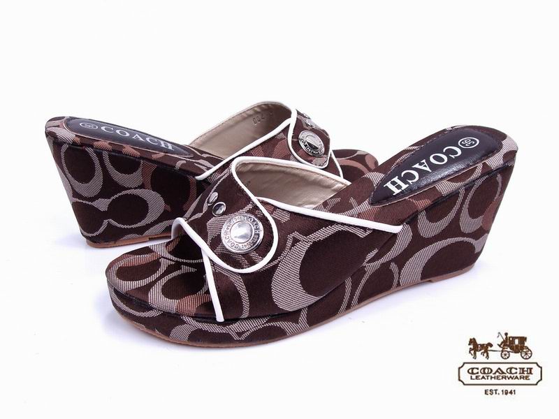 Coach Wedges 4948-Coach Brand and Chestnut with Half Moon C Logo